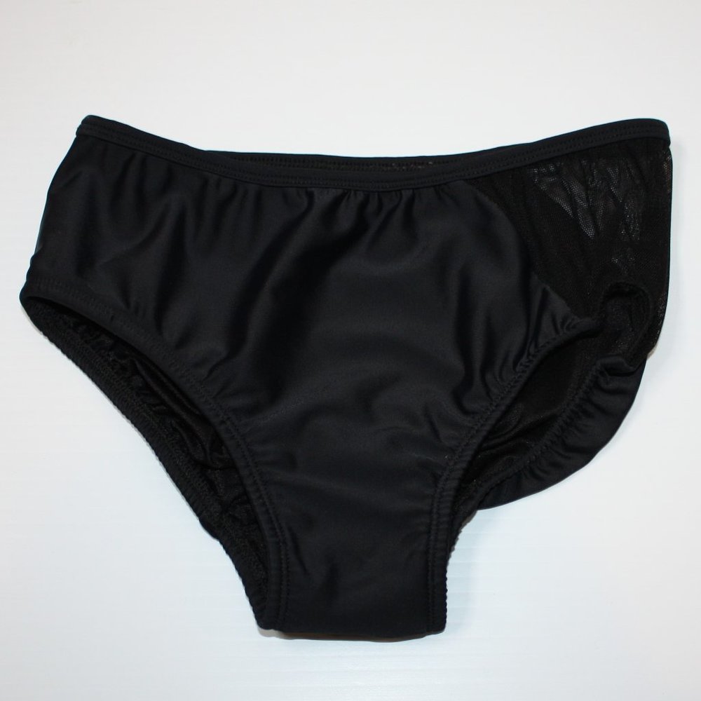 Opra Dancewear Girl's Edge Brief in Sleek Black & Mesh size Child Large